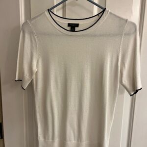 Ann Taylor White Sweater with Black Accents Size XS